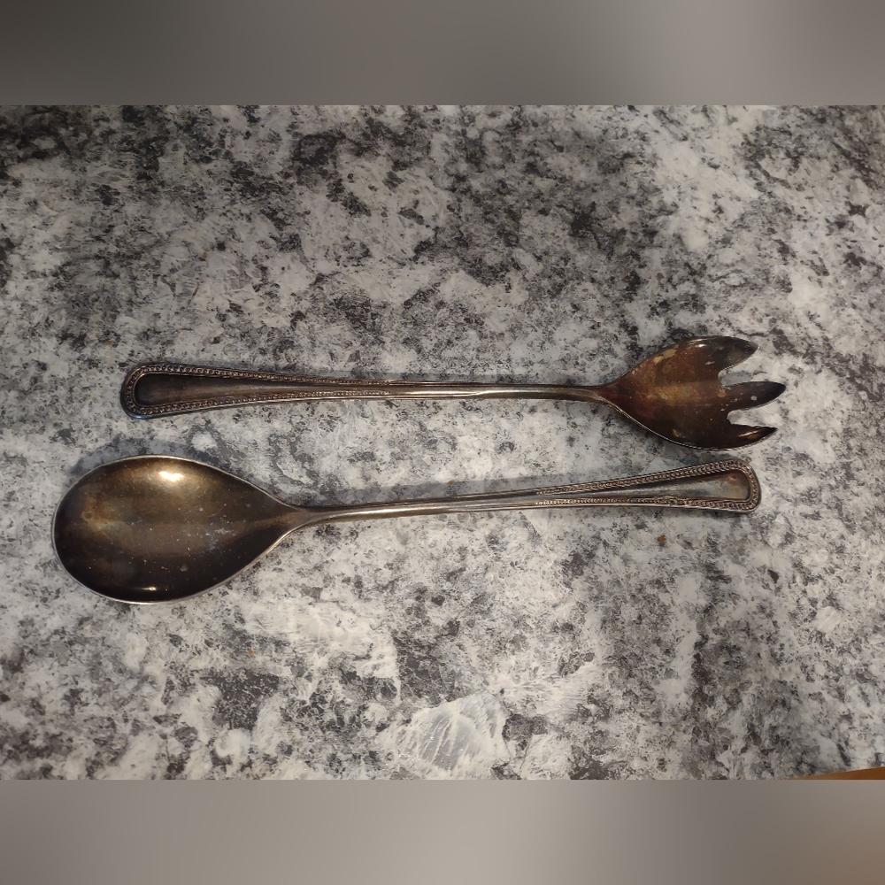 Vintage Silverplate Italy Salad Serving Fork and Spoon